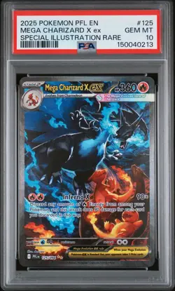2025 POKEMON PFL EN-PHANTASMAL FLAMES #125 MEGA CHARIZARD X EX PSA 10 - Image 1