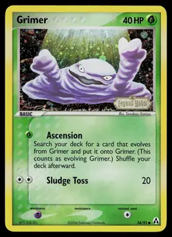 Pokemon Card - Grimer Legend Maker 54/92 Common Reverse Holo Stamped - Image 1