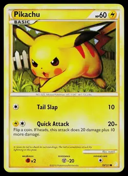Pokemon Card - Pikachu HeartGold SoulSilver 78/123 Common - Image 1