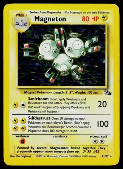 Pokemon Card - Magneton Fossil 11/62 Holo Unlimited Holo Rare - Image 1