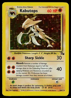 Pokemon Card - Kabutops Fossil 9/62 Holo Rare - Image 1