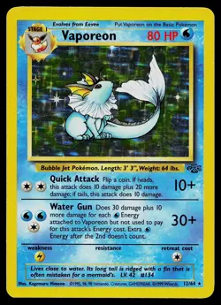 Pokemon Card - Vaporeon Jungle 12/64 Holo Unlimited Holo Rare - Image 1
