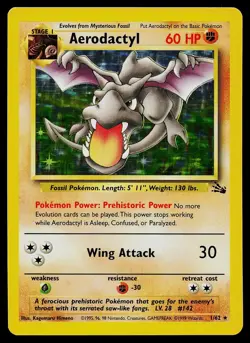 Pokemon Card - Aerodactyl Fossil 1/62 Holo Unlimited Holo Rare - Image 1