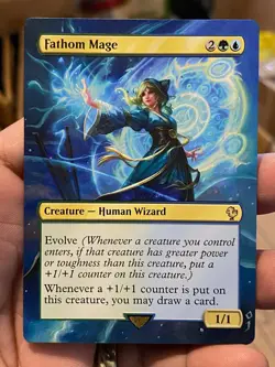 Fathom Mage MTG Final Fantasy Commander Hand Painted Extended Altered Art Jeckho - Image 2
