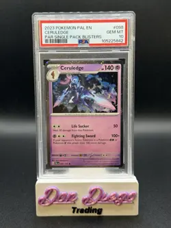 2023 Pokemon PAL EN #098 Ceruledge Holo SINGLE PACK BLISTERS PSA 10 (POP 37!) - Image 1