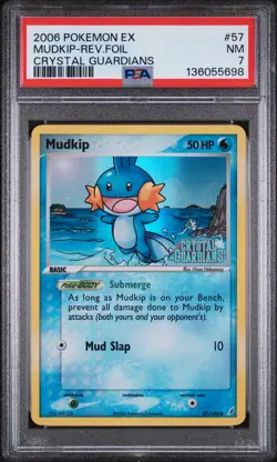 2006 POKEMON EX CRYSTAL GUARDIANS #57 MUDKIP-REVERSE FOIL PSA 7 - Image 1