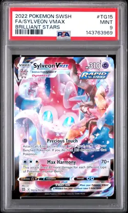 2022 POKEMON SWORD & SHIELD BRILLIANT STARS #TG15 FULL ART/SYLVEON VMAX PSA 9 - Image 1