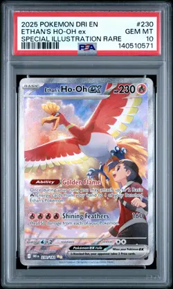 2025 POKEMON DRI EN-DESTINED RIVALS #230 ETHAN'S HO-OH EX PSA 10 - Image 1