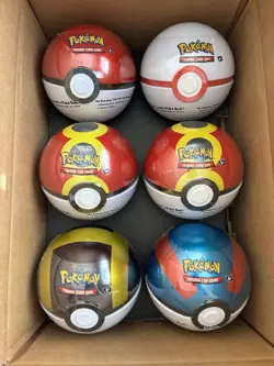 6 x Pokemon TCG Pokeball Tins - 18 Booster Packs Factory Sealed Costco - Image 1