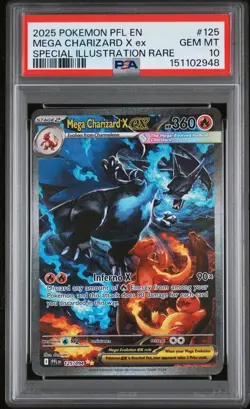 2025 POKEMON PFL EN-SPECIAL ILLUSTRATION RARE #125 MEGA CHARIZARD X EX PSA 10 - Image 1