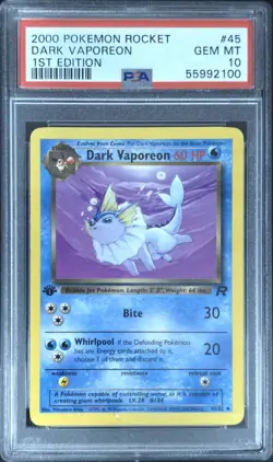 2000 POKEMON ROCKET 1ST EDITION #45 DARK VAPOREON PSA 10 - Image 1