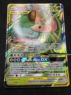 Venusaur & Snivy GX ⭐ 1/236 Holo Rare GX Cosmic Eclipse 2019 Pokemon MP - Image 1