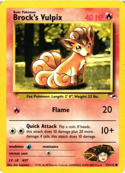 Pokemon TCG Brock’s Vulpix 73/132 Gym Heroes Unlimited MP - Image 1