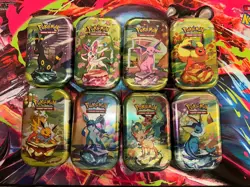 Pokemon Prismatic Evolutions Mini Tins Lot of 8 Complete Art Set Sealed - Image 1