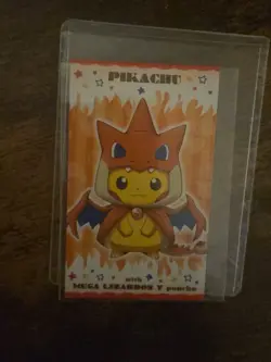 Mega Charizard Y Poncho-Wearing Pikachu Business Card Pokemon Japanese 2015 - Image 3