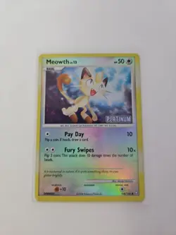 Pokemon Meowth Platinum Reverse Holo Promo Card 13/127 Basic 2009 - Image 1