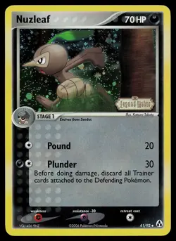 Pokemon Card - Nuzleaf Legend Maker 41/92 Reverse Holo Uncommon Stamped - Image 1