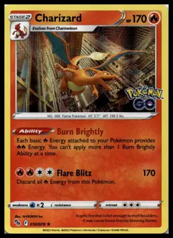 Charizard 010/078 Pokemon GO Stamped Holo Pokemon Card | NM - Image 1