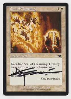 Signed Seal of Cleansing MP Nemesis Artist Christopher Moeller 2000 MTG Magic! - Image 1
