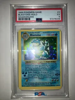 1999 POKEMON BASE SET SHADOWLESS #2 BLASTOISE-HOLO PSA 5 - Image 1