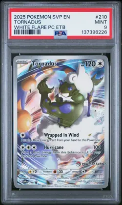 2025 POKEMON WHITE FLARE POKEMON CENTER ETB PROMO SVP #210 TORNADUS PSA 9 - Image 1
