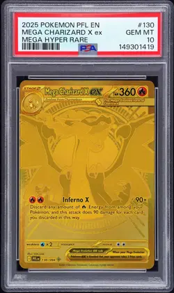 2025 POKEMON PFL EN-PHANTASMAL FLAMES MEGA HYPER RARE MEGA CHARIZARD X EX PSA 10 - Image 1