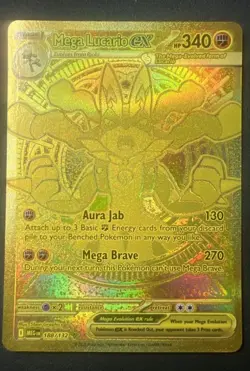 Pokemon TCG - Mega Lucario ex 188/132 - Mega Evolution Mega Hyper Rare Gold - NM - Image 1