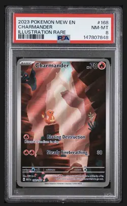Pokemon Charmander 168/165 Scarlet & Violet 151 Illustration Rare Holo PSA 8 - Image 1