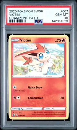 2020 Pokemon Sword & Shield Champion's Path VICTINI #007 PSA 10 Gem Mint Pop 2 - Image 1