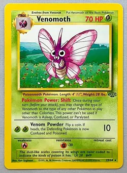 Pokemon Venomoth #29/64 Non-Holo Rare - 1999 Jungle Unlimited - LP to NM Cond. - Image 1