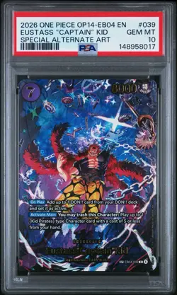 2026 One Piece OP14 EB04 Eustass "Captain" Kid Special Alt Art PSA 10 GEM MINT - Image 1