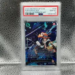 2025 One Piece OP13 EN Special Alternate Art #028 Portgas D. Ace PSA 10 GEM MINT - Image 1