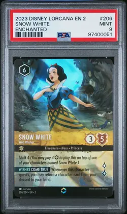 2023 DISNEY LORCANA EN 2-RISE OF THE FLOODBORN SNOW WHITE - WELL WISHER PSA 9 - Image 1