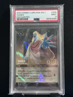 PSA 9 Hades King of Olympus Enchanted First Chapter Disney Lorcana 205/204 Holo - Image 1