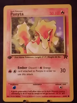 2000 Pokemon Card 64/82 Ponyta Team Rocket 1st Edition VLP-NM - Image 1