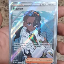 Pokemon Naveen Trainer Supporter 122/088 POBM Full Art Holo English Card - Image 1
