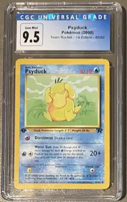 2000 Pokemon PSYDUCK Team Rocket 1st Edition 65/82 CGC 9.5 Gem Mint - Image 1