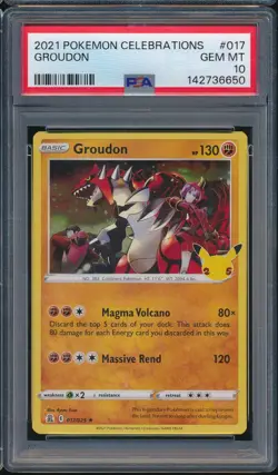 2021 Pokemon Celebrations 017 Groudon PSA 10 Gem Mint - 142736650 - Image 1