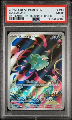 Bulbasaur 133 Stamped Promo Pokemon Mega Evolution Box Topper PSA 9 MINT - Image 1