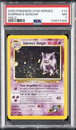 2000 POKEMON GYM HEROES HOLO #14 SABRINA'S GENGAR PSA 7 - Image 1