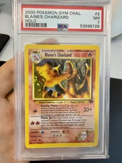 BLAINE'S CHARIZARD 2000 Pokemon Gym Challenge #2 Holo PSA 7 - Image 1