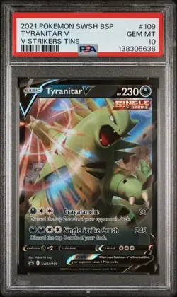 Tyranitar V #109 Strikers Tins | Pokemon TCG - 2021 Black Star Promo | PSA 10 - Image 1