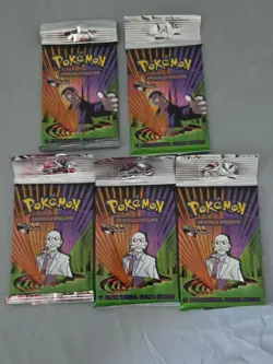 Pokemon "GYM CHALLENGE" Factory Sealed Long Crimp Booster Packs (lot of 10) - Image 1