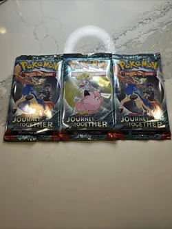Three (3x) Pokemon Booster Pack Lot - Journey Together - Image 1