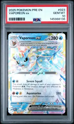 PSA GEM MT 10 - 2025 POKEMON PRE EN-PRISMATIC EVOLUTIONS 023 VAPOREON ex - Image 1