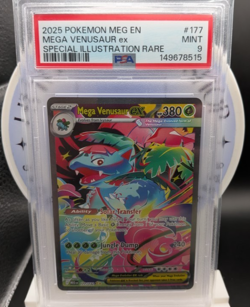2025 Pokemon Mega Evolutions Mega Venusaur EX! SIR! English! PSA 9! #177/132! - Image 1
