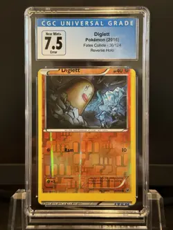 CGC 7.5 Error Pokemon Diglett Reverse Holo Fates Collide 2016 Miscut - Image 1