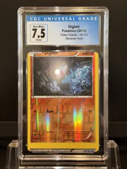 CGC 7.5 Error Pokemon Diglett Reverse Holo Fates Collide 2016 Miscut - Image 2