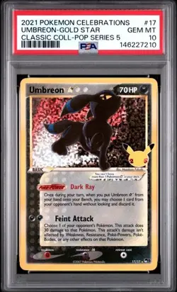2021 POKEMON CELEBRATIONS CLASSIC COLL #17 UMBREON-GOLD STAR PSA 10 - Image 1