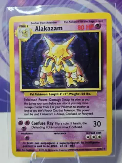 Pokemon Alakazam 1/102 Base Set Holo 1999 WOTC Unlimited MP/HP - Image 1